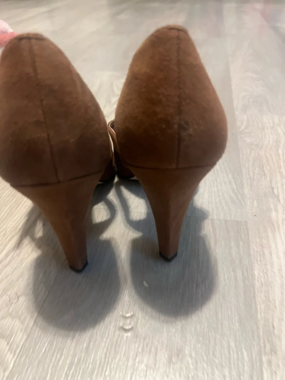 Franco Sarto Brown Suede Peep-Toe‎ Heels with Ankle Strap